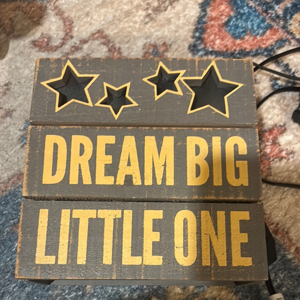 Dream Big Little One Nightlight - Gray and Yellow